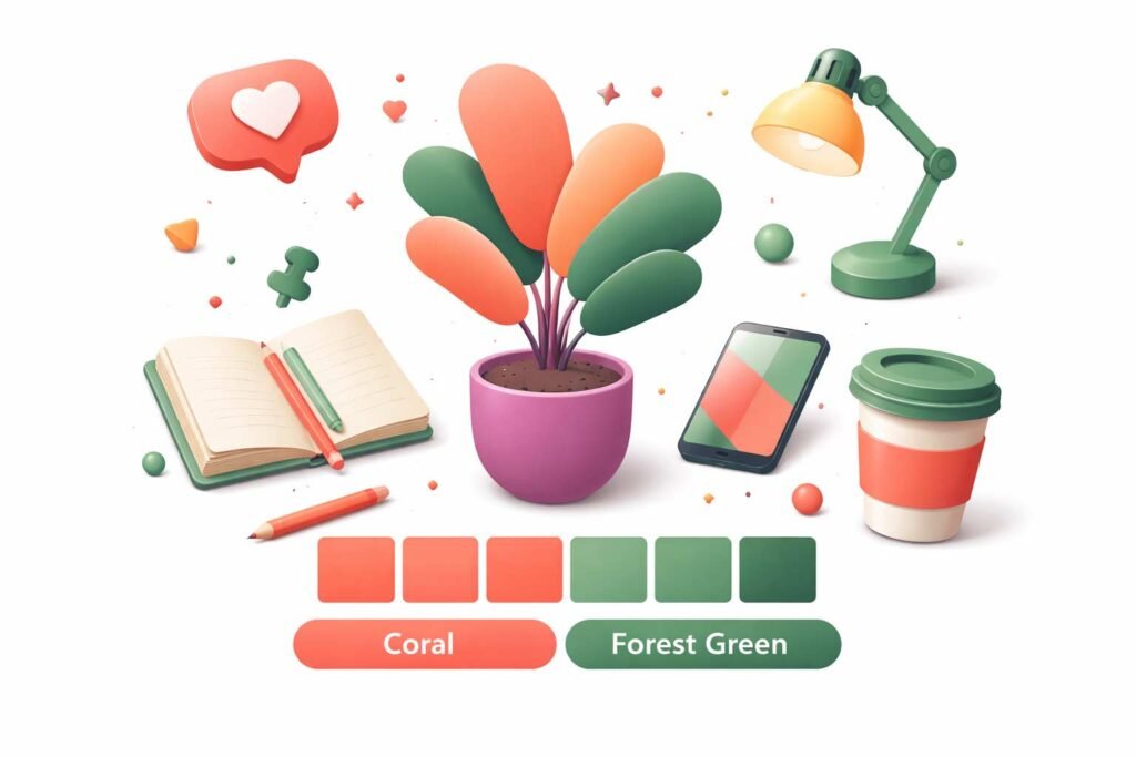 unexpected color combinations coral and floral green